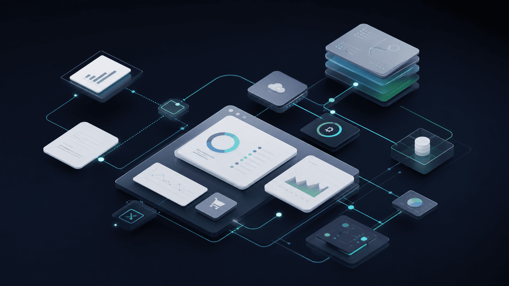 Abstrakt visualisering af forbundne digitale systemer